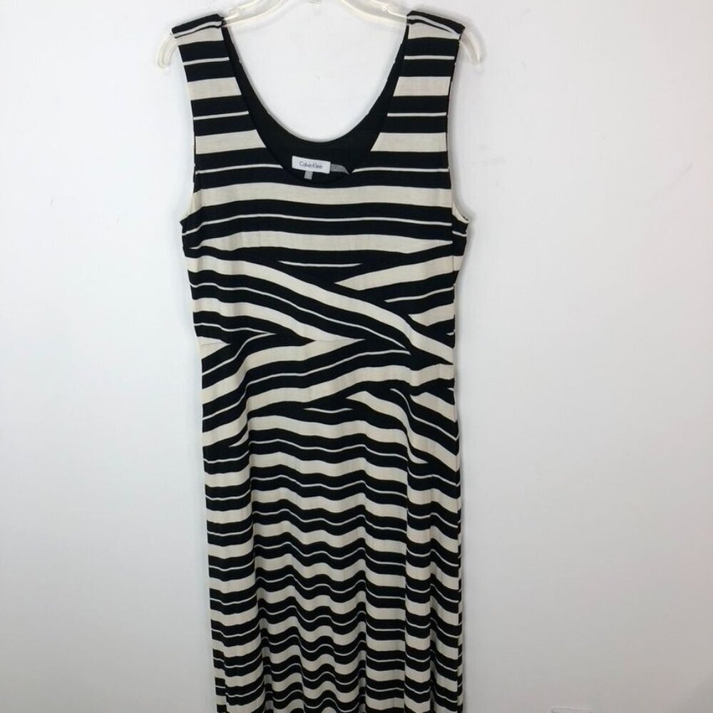 Calvin Klein Womens Maxi Sheath Dress Black & White Striped Size XL - Picture 4 of 13